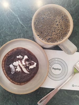 Rich and moist chocolate brownie! at Pepstop - Riddargatan in Stockholm