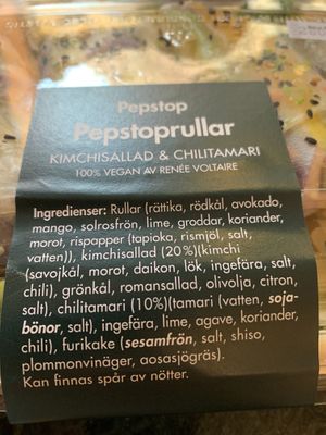 Ingredients at Pepstop - Riddargatan in Stockholm