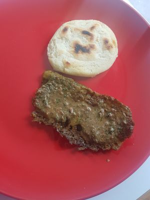 Wheat Gluten mock meat and bread - vegan at La Campoteca in Bogota