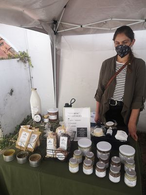Vegan cheese, butter and milk at Slow Food Mercado de la Tierra in Bogota