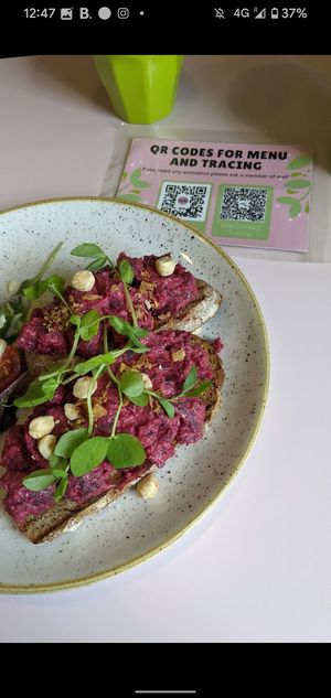 Beetroot toast at Hula Juice Cafe in Edinburgh