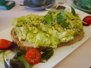 Avocado smash on sourdough bread - really tasty  at Hula Juice Cafe in Edinburgh
