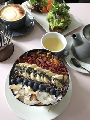 Acai Bowl and Avocado Toast (no extra Avocado) at Hula Juice Cafe in Edinburgh