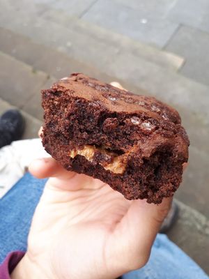 salted caramel brownie at Hula Juice Cafe in Edinburgh