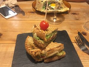 Pesto sandwich - can be made vegan without cheese  at Cactus in Palamos