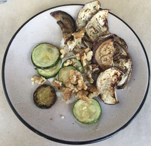 Grilled vegetables with yogurt sauce and walnuts at Cactus in Palamos