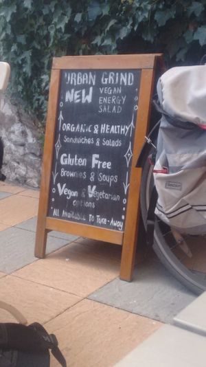 Blackboard in the outdoor area at Urban Grind in Galway
