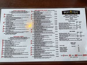Menu 8/19/21 at Best Thai Cuisine in Florence