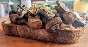 Mushroom crostini at Teva in Rio De Janeiro