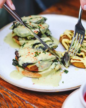 Portobello Benedict at Teva in Rio De Janeiro