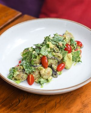 Warm potato salad with green goddess dressing at Teva in Rio De Janeiro
