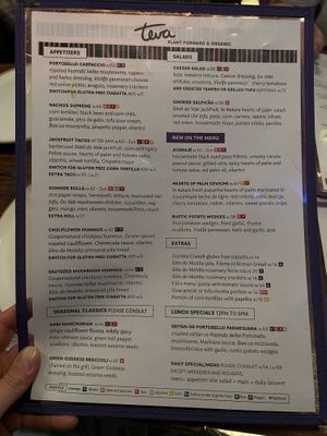 Menu   at Teva in Rio De Janeiro