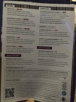 Menu   at Teva in Rio De Janeiro