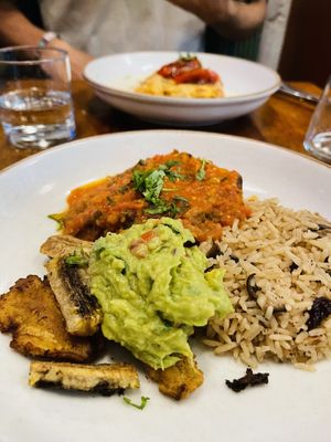 Tofu dish with coconut rice  at Teva in Rio De Janeiro