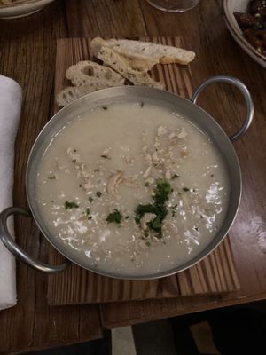 Soup of the day (potato soup)  at Teva in Rio De Janeiro