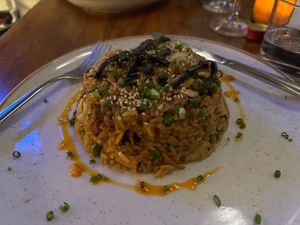 Kimchi rice stir fry at Teva in Rio De Janeiro