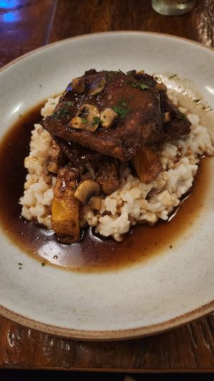 Seitan cutlet with mushroom risotto   at Teva in Rio De Janeiro