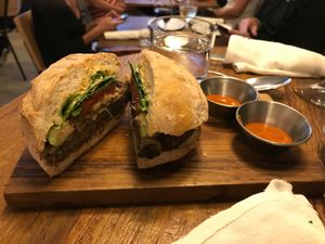 The burger! (shiitake and rice patty) at Teva in Rio De Janeiro