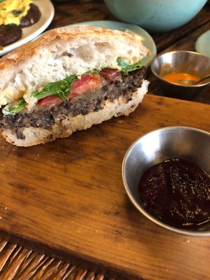 Rice & mushrooms burgers  at Teva in Rio De Janeiro