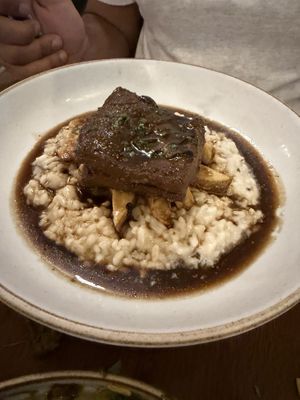 Seitan steak with risotto and potatoes   at Teva Bistrô in Rio De Janeiro