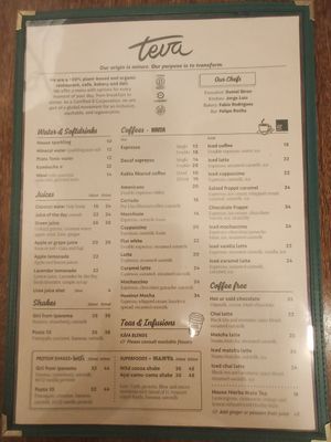 Breakfast and brunch menu 1/2 at Teva Bistrô in Rio De Janeiro