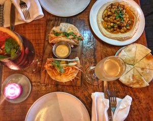 Hummus and tacos at Teva in Rio De Janeiro