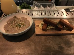 Ravioli and chickpea fry appetizer at Teva in Rio De Janeiro