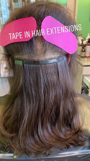 Tape in real hair at  LV Hair Doc Organic Salon in Henderson
