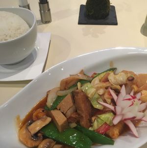Saitan, Soya, Tofu, Gemüse, Reis at AnSa in Munich