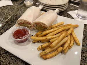 Falafel wrap with fries  at Azar's Mediterranean Grill in Virginia Beach