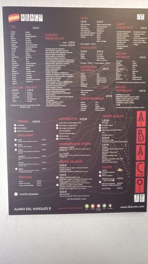 La carta 2021 at Abaco Te in Granada