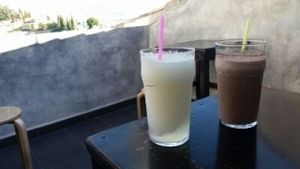 chocolat & soya milk and melon smoothie  at Abaco Te in Granada