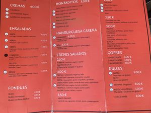 Menu. V means vegan at Abaco Te in Granada