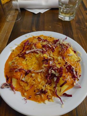 Raviolis au fromage at L'Archipel in Cowansville