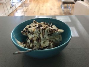 banana nice cream with cacao sauce n sprinkles  at Beet Bar in Margate