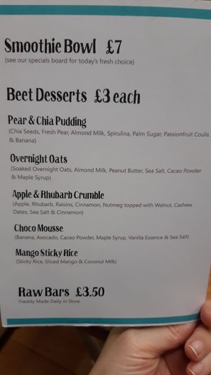 Menu January 2020 at Beet Bar in Margate