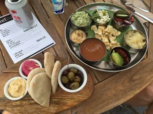 Raw thali, hummus and bread  at Beet Bar in Margate