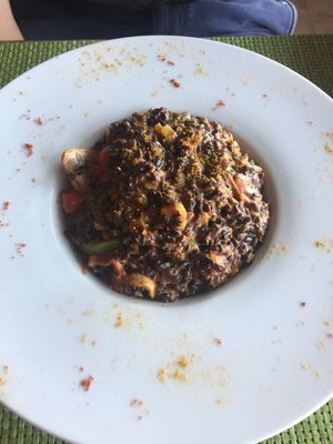 Black sand risotto  at Sea Vibe in Santorini