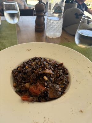 Black sand risotto   at Sea Vibe in Santorini