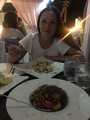 Risottos, sweet potato and hummus  at Sea Vibe in Santorini