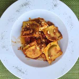 Pumpkin and Tofu Ravioli  at Sea Vibe in Santorini