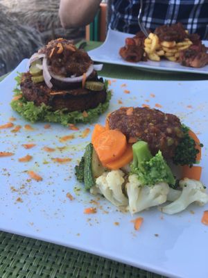 Earthy Burger at Sea Vibe in Santorini