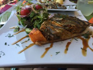 Home made spiral galaxy at Sea Vibe in Santorini