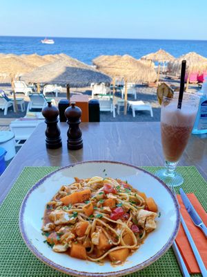Pumpkin & Tofu Pasta  at Sea Vibe in Santorini