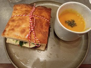 Focaccia and soup at The Sister in Brussels