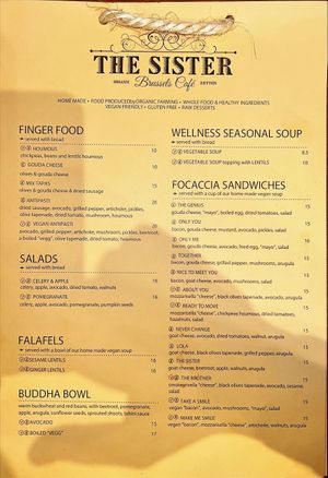 Menu  at The Sister in Brussels