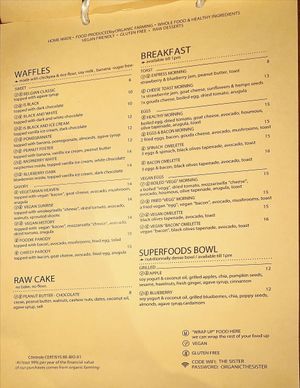 Menu  at The Sister in Brussels
