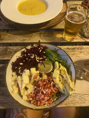 Buddha bowl with avocado and veggie soup  at The Sister in Brussels