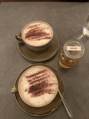 Cappuccino with oatmilk and agave  at The Sister in Brussels
