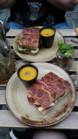 Wide selection of vegan sandwiches. Comes with soup at The Sister in Brussels